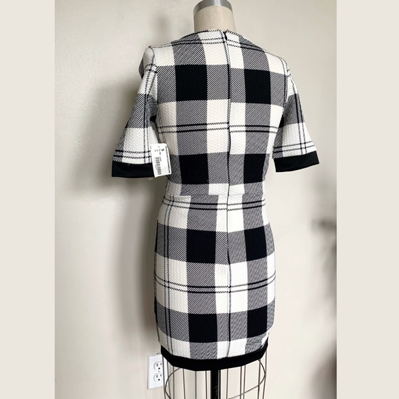 NWT Plaid Quilted Zip Up Bodycon Dress - Picture 5 of 6